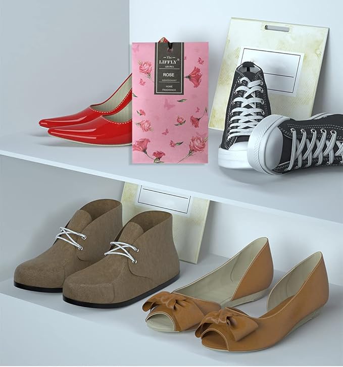 LIFFLY 14 Packs Rose Scented Sachets for Drawers and Closets