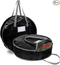 ProPik Christmas Wreath Storage Bag 24" - Garland Holiday Container with Tear Resistant Material - Featuring Heavy Duty Handles and Transparent Card Slot - 2 Pack (24 Inch, Black)