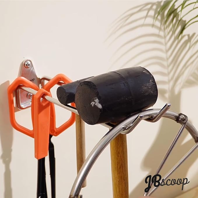 JBscoop 4 Stainless Steel 304 Garage Hooks, Heavy Duty Organizer & Wall Mount Hanger Rack for Tools, Equipment, and More, Rust-Resistant & Durable