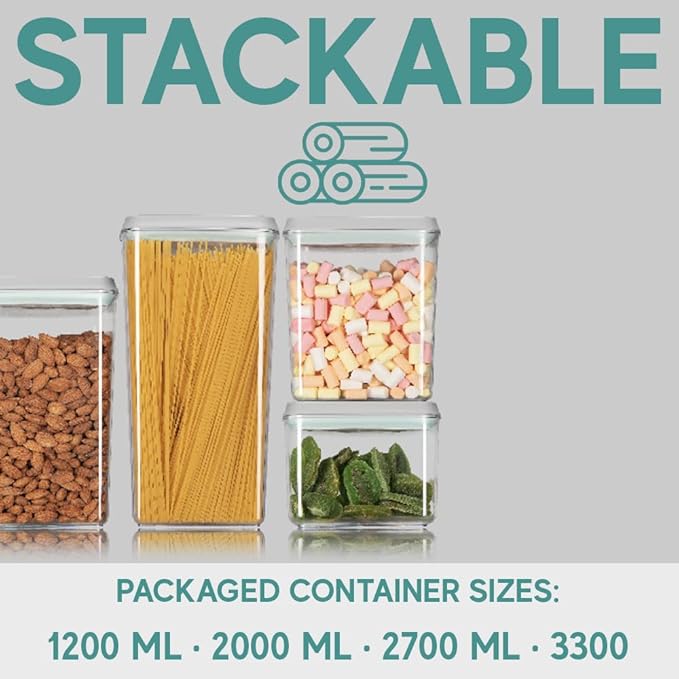 iChewie Bop Top | Airtight Meal Prep Containers with Lids | Food Storage Container Sets | Snack and Overnight Oats Fridge Organizer | Pantry and Kitchen Organization