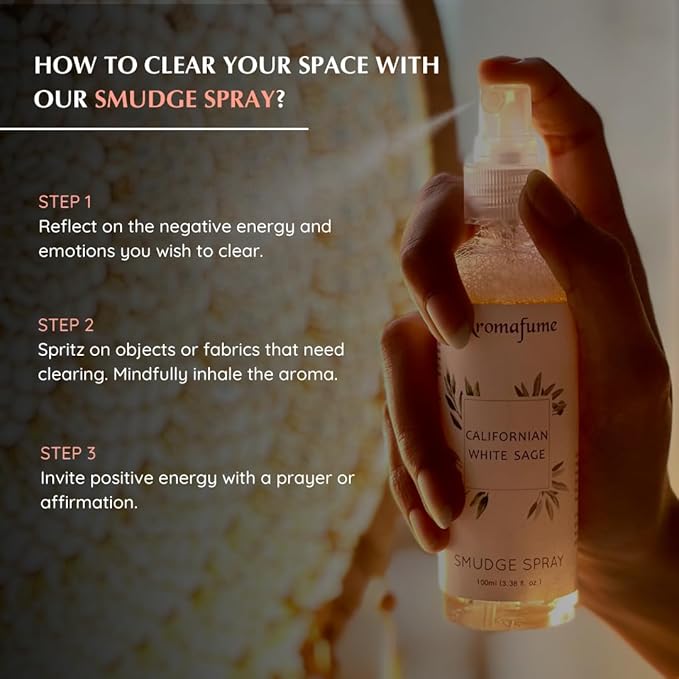 White Sage & Frankincense Smudge Spray by Aromafume | 100ml/3.3 oz | Sage Spray for Cleansing Negative Energy & Protection | Non-Toxic | Room Spray for Spiritual Cleansing, Smokeless Sage Smudging