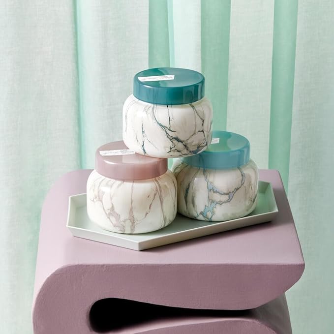 Capri Blue Modern Marble Jar Candles - Luxury Candles for Home Scented - Long Lasting Soy Wax Blend - (Aloha Orchid, 19 oz)