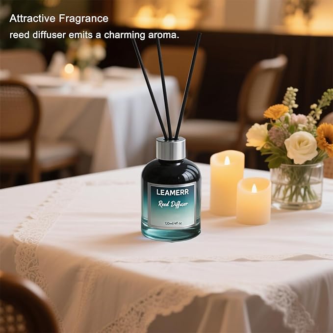 White Tea Reed Diffusers for Home, 4 oz (120mL) Aromatherapy for Relaxation & Air Freshener. Perfect for Home, Bathroom, Office & Room Decor, Calming Botanical Scent