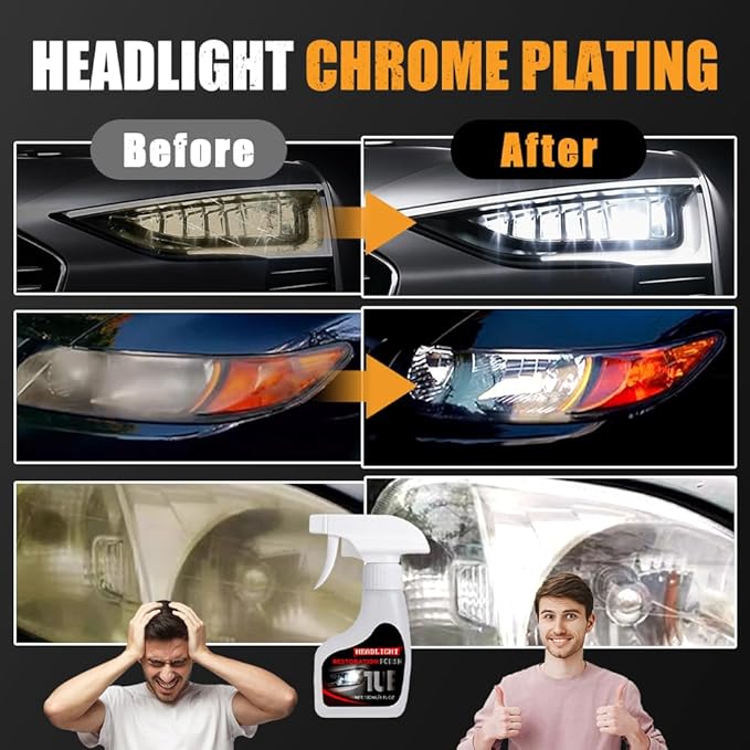 PUNHAIL Automotive Headlamp Restoration Fluid Kit, Headlight Restoration Kit Car Headlight Restorer with Sponge and Towel, Headlight Cleaner and Restorer Kit for Car (2pcs)