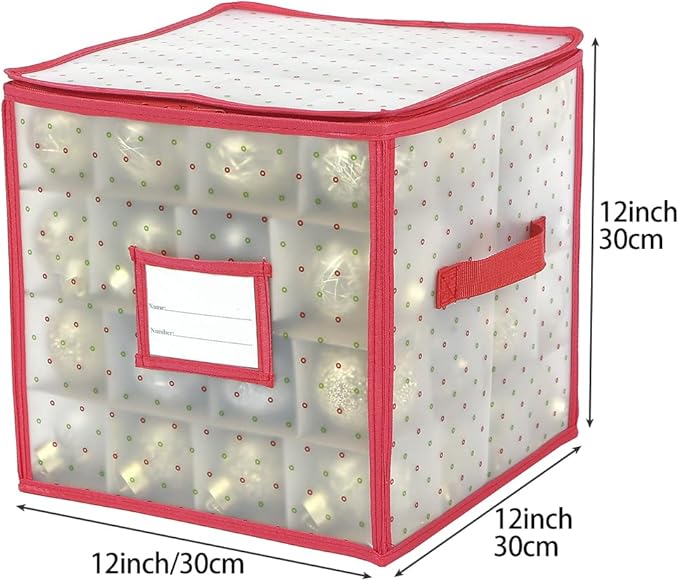 Sattiyrch Plastic Christmas Ornament Storage Box with Trays,Customizable Dividers,Dust-Proof Durable Ornament Organizer Holder,Christmas Storage Containers,Holds 64 x 3 inch Ornaments