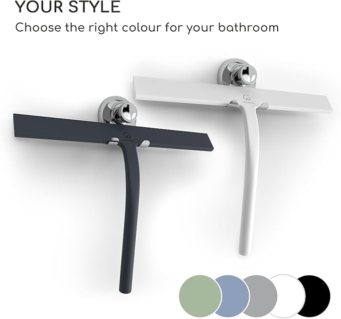 GÜTEWERK Shower Squeegee for Glass Doors, Silicone Window Squeegee, Bathroom and Glass Cleaning - Gray - 9 Inch