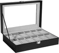 Uten Watch Box, 12 Slots Leather Watch Case, Watch Box Organizer Jewelry Storage with Large Glass Lid, Watch Display Case, Watch Box for Men & Women