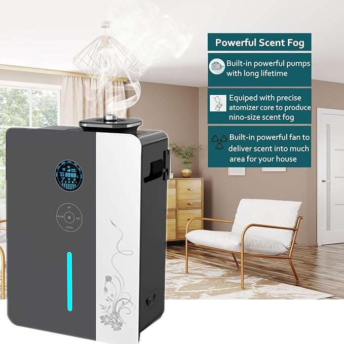 USA Ship - HVAC Waterless Oil Diffuser for 7,500 Sq. Ft Spaces- Smart App Scent Air Machine - Whole House & Commercial Essential Oil Diffusers | Cold Air Aromatherapy Diffuser for Home,Office,Hotel