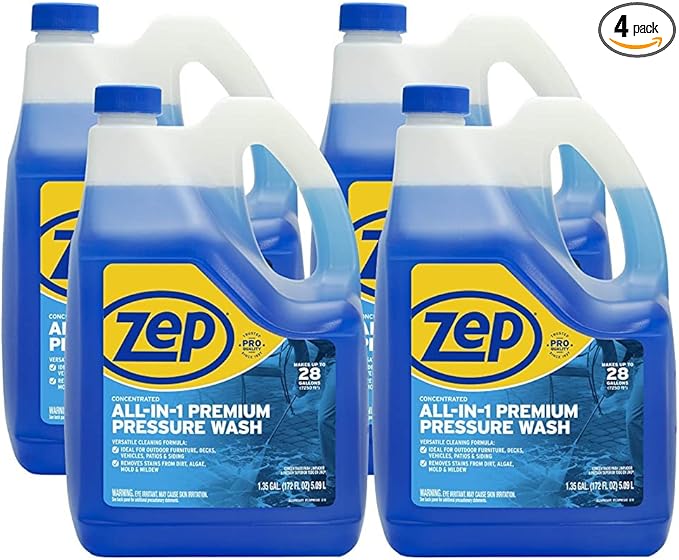 Zep All-In-1 Pressure Wash Cleaner (Case of 4) Concentrated Formula Makes 28 Gallons (ZUPPWC160)
