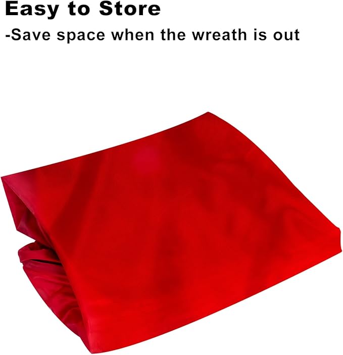 TQS 25" Christmas Wreath Storage Bag - Heavy Duty Reinforced Wide Handle and Double Sleek Zipper - Protect Your Christmas Garland Party Decorations - Red