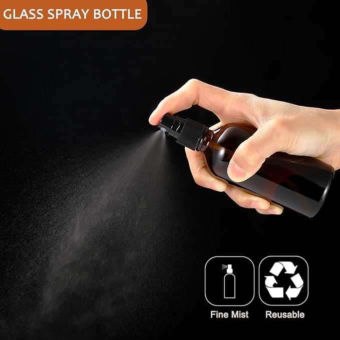 ALIFEIA 3.4 oz Amber Glass Spray Bottles,Empty Fine Mist Refillable Travel Spray Bottle for Cleaning,Perfume,Aromatherapy,Cosmetic Sprays,Hair,Essential Oils with Fine Mist Dispenser（6 Pack）