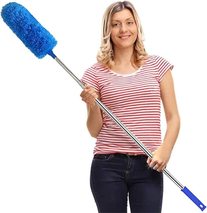 DELUX Microfiber Feather Duster Extendable Duster with 100 inches Extra Long Pole, Bendable Head & Long Handle Dusters for Cleaning Ceiling Fan, High Ceiling, Blinds, Furniture & Cars