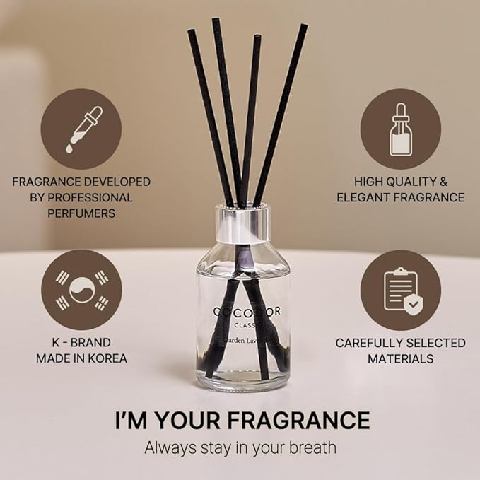 COCODOR Classic Reed Diffuser/Cashmere Vanilla/3.4oz(100ml)/1 Pack/Home Fragrance Scent Essential Oil Stick Diffuser for Bedroom Bathroom Home Décor