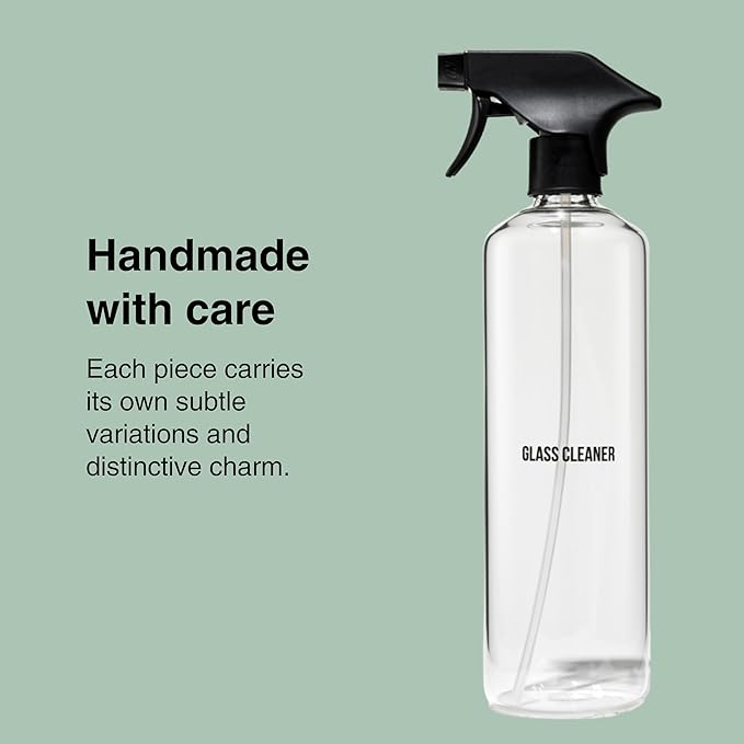 Public Goods Empty Glass Spray Bottle for Glass Cleaner | Refillable Spray Bottle for Cleaning | Made with Clear Borosilicate Glass for Windows, Mirrors | BPA Free | 24 Oz