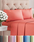 Twin 4 Piece Sheet Set - Comfy Breathable & Cooling - Ultra Soft Hotel Luxury Bedding Set with 8-16 Inch Deep Pockets - 1 Flat & 1 Fitted Sheet & 2 Pillowcases - Cozy, Wrinkle Free & Easy Care - Coral