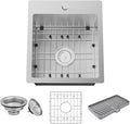 Kitchen & Bar Sink,15x17 Inch Bar Sink Stainless Steel Drop In Small Kitchen Sink Ideal Choice For Small Spaces Topmount Sink With Bottom Grid,Soap Mat And Drain Assembly Serve Both Kitchen And Bar