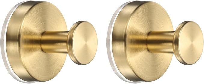 2 Pack Towel Hooks for Bathroom, Wall Hooks Suction Cup No-Drill Door Hanger Apply to Shower/Kitchen/Bedroom/Hanging Coat/Towel/Robe (Gold)