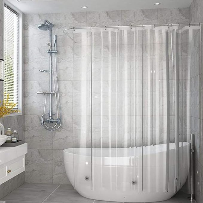 EurCross Extra Long Shower Curtain Liner, Waterproof Clear Shower Liner 72 x 86inches with 3 Bottom Magnets, Transparent