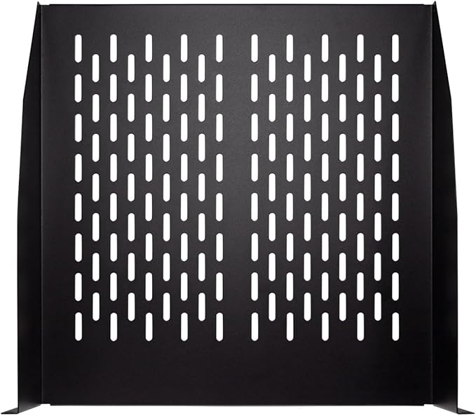 NavePoint 2U 19-Inch Universal Vented Rack Mount Cantilever Fixed Server Cabinet Shelf 18-Inches Deep Black