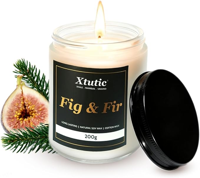 Scented Soy Candles, 7oz in White Frosted Jar - 50-Hour Burn Time, Aromatherapy Candle for Home Decor, Cozy Gifts for Any Occasion,Ideal Gifts for Women(Fig & Fir)