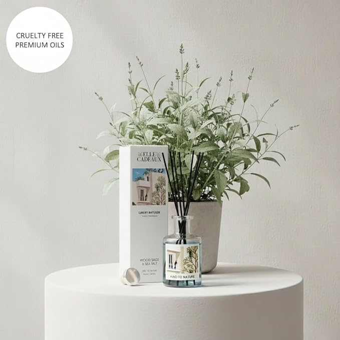 Wood Sage & Sea Salt Oil Reed Diffuser | Long Lasting Home Fragrance Essential Oils | Reed Diffusers for Home, Room, & Bathroom | Housewarming Gift | 6oz