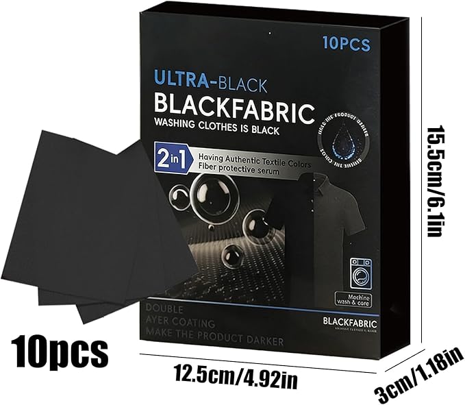 Black Clothing Color Restorer Sheet, with Quick-Absorb Design, 10pieces, Gentle On All Fabrics, Laundry Color Catcher, Easy to Use, for Cotton, T-Shirts, Jeans, Sweaters, and Even Shoes