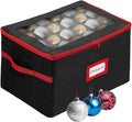 HOLDN’ STORAGE Christmas Ornament Storage Box with Dividers - Fits 96-3” Ornaments, 4 Removable Trays, Durable & Space-Saving, Clear Top Lid, Convenient Storage Designed, Black