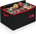 Christmas Ornament Storage Container with Dividers - Box Stores Up to 96 Ornaments, Zippered, Convenient, Adjustable, Large Organizer Bin to Protect Holiday Décor, Fits Most Standard Size, Black