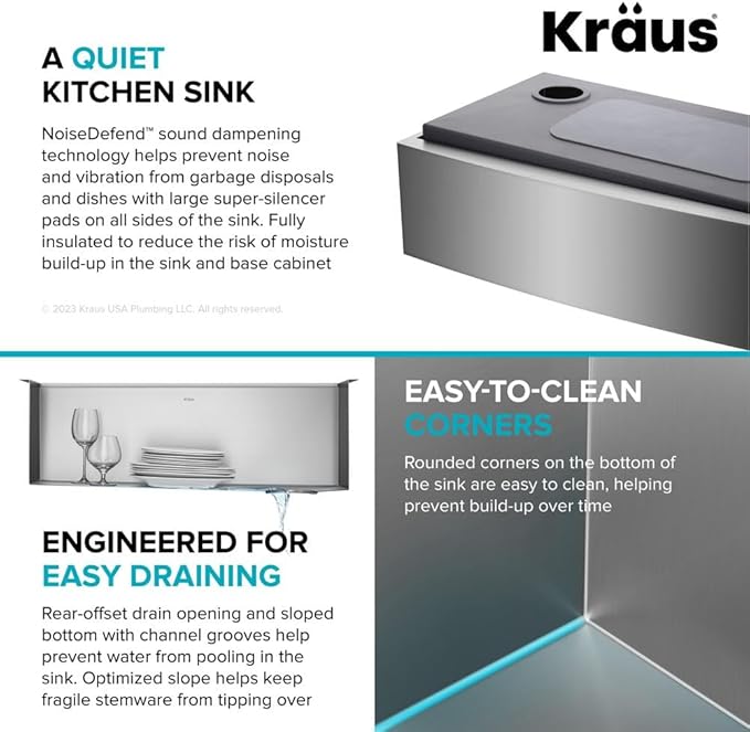 KRAUS Kore 36-Inch Farmhouse Workstation 16 Gauge Single Bowl Stainless Steel Kitchen Sink with Accessories, KWF210-36