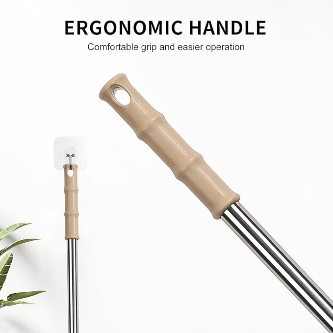 FeelfunFeather Extendable Cleaning Duster,Extra-Long Telescoping Feather Dusters with Stainless Steel Extension Pole Up to 100" for Cleaning High Ceiling Fan, High Ceilings,Furniture