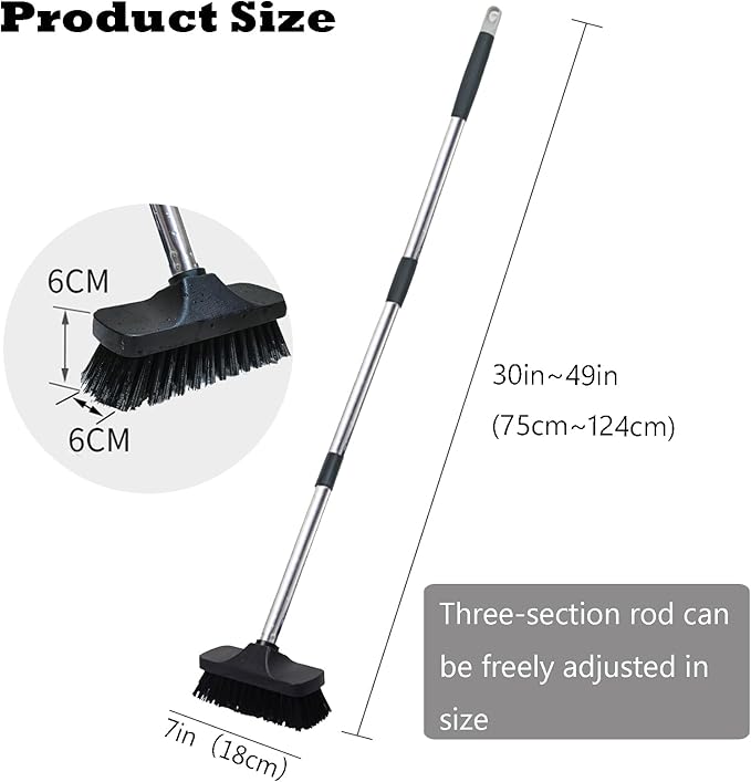 BSMstone Push Broom Brush Stiff Bristles Floor Cleaning Brush Multi-Purpose Scrubber Brushes for Bathroom Bathtub Tile Floor Deck Patio