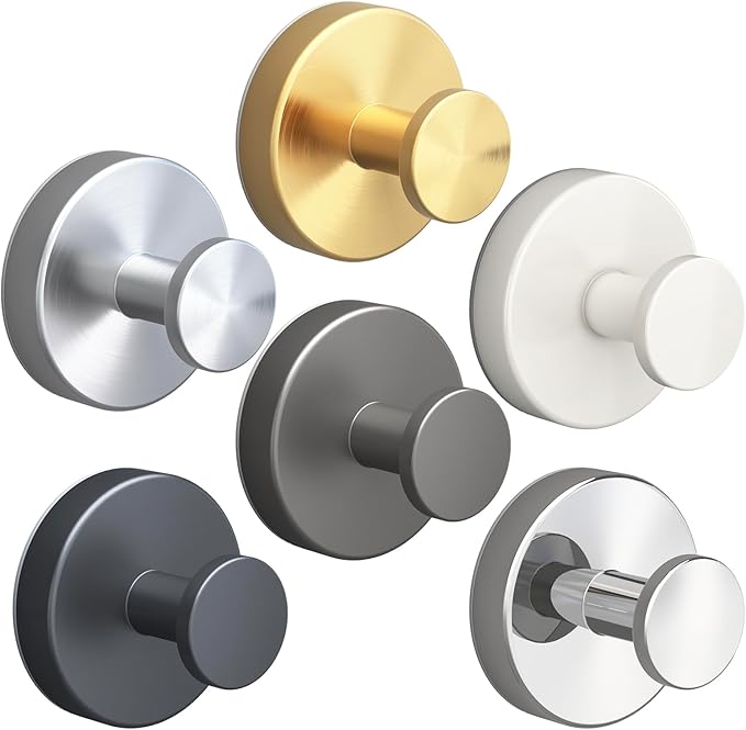 2026 Suction Cup Hooks for Shower, Towel, Home Storage, Window, Bathroom, Wreath, Kitchen, Class Door, Mirror, No-Drill Removable Heavy Duty up to 15 lbs Hook Holder (6 Pack, 6 Colors)