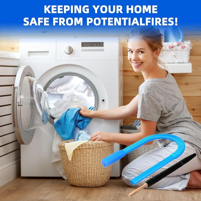 2 Pieces Dryer Vent Cleaner Kit, Dryer Vent Cleaning Kit for Safevent Pro, Dryer Lint Vacuum Attachment and Flexible Dryer Lint Brush, Universal Vacuum Adapter for Dryer Vents (Blue)