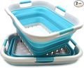 SAMMART 41L (10.8 gallon) Set of 2 Collapsible 3 Handled Plastic Laundry Basket-Foldable Pop Up Storage Container/Organizer-Space Saving Hamper/Basket (2, Grey/Bright Blue)