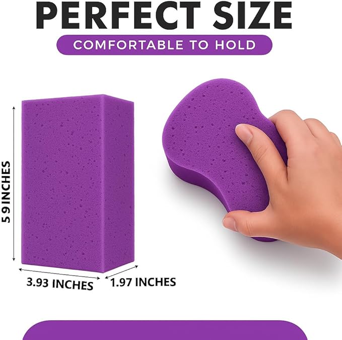 Multi-Purpose Sponges for Cleaning - Purple Sponge 10 Pack, Large Sponges for Car Washing, Tile & Grout, Bulk Pack Sponge
