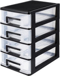DOITOOL 4 Tier Plastic Drawer Type Closet Plastic Home Office Storage Organizer Makeup Organizer Storage Station Cubes Cosmetics Jewelry Box for Bathroom Dorm Desk Office