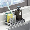 MINGFANITY Kitchen Countertop Dish Soap and Dishwashing Brush Holder, SUS 304 Stainless Steel Sponge Organizer, Basket for Cleaning and Scrub Tool, Kitchen Sink Brush Caddy Holder