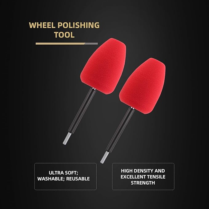 SPTA Metal Polishing Tool, Auto Cylindrical Metal Polish Buffing Polishing Ball, Drill Buffing Sponge Pads Buffing Wheel for Drill Foam, Sponge Buffing for Automotive Car Wheel Hub Care