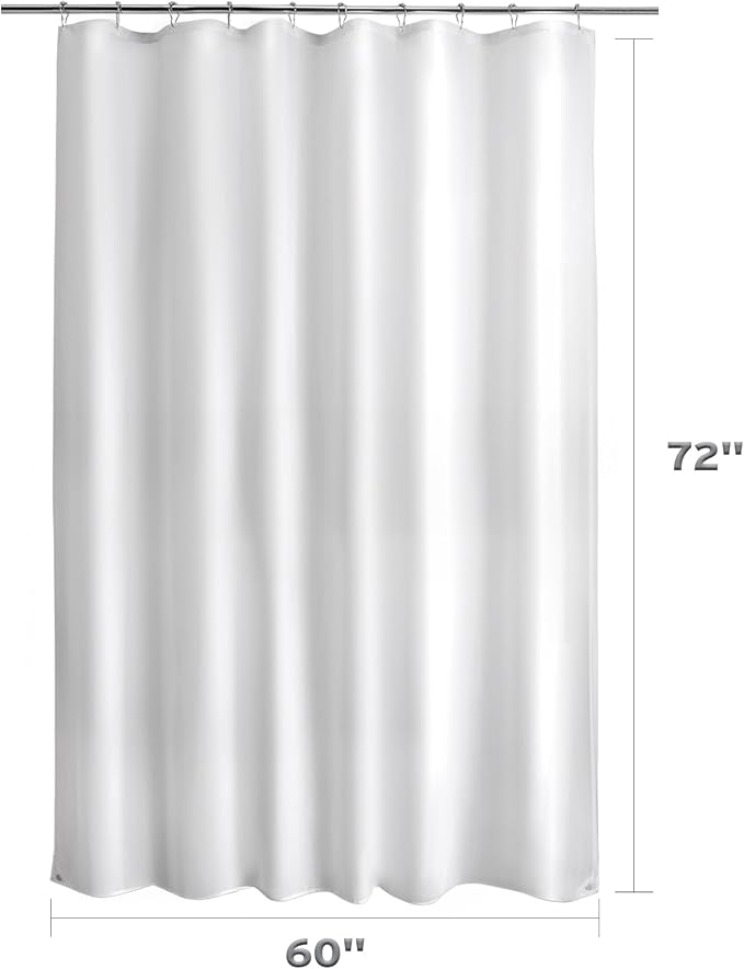 Titanker Small Stall Shower Curtain Liner Washable, 60x72 Inches, White Fabric Stall Shower Liner with 2 Magnets, Waterproof RV Shower Liner Soft Lightweight Polyester, White