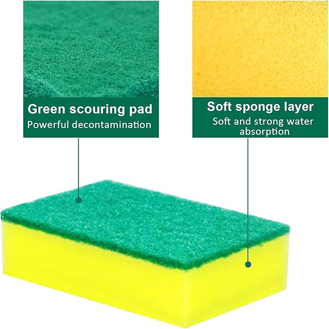 Kitchen Cleaning Sponges, Cleaning Sponges in Bulk, Non Scratch Dishwashing Sponges Scouring Pad Odor-Free Scrubbing Dish Sponge Suitable for Washing Dishes, Travel Apartments - 600 Pack