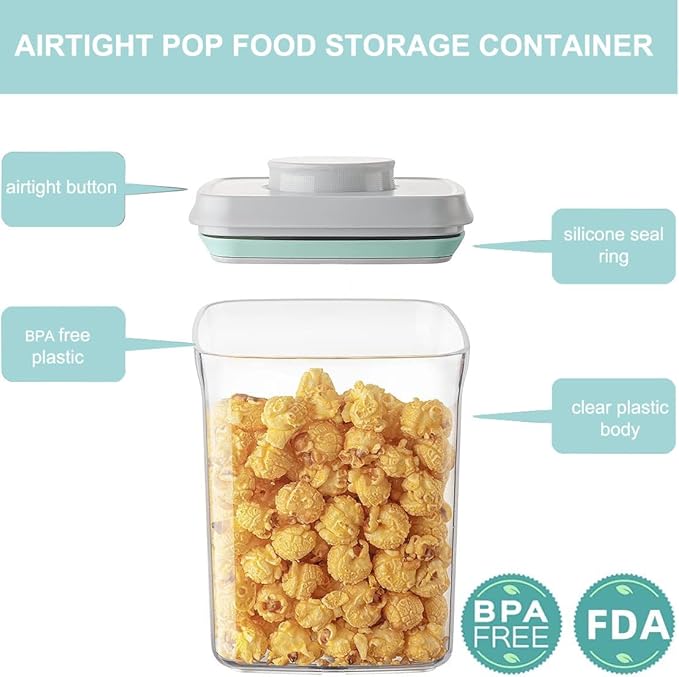 Cozey Daily Airtight Food Storage Container Pop Containers With Lids, Bpa Free for Spaghetti Cereal Flour Rice Kitchen Organizer (rectangle 2050ml / 2.05qt)
