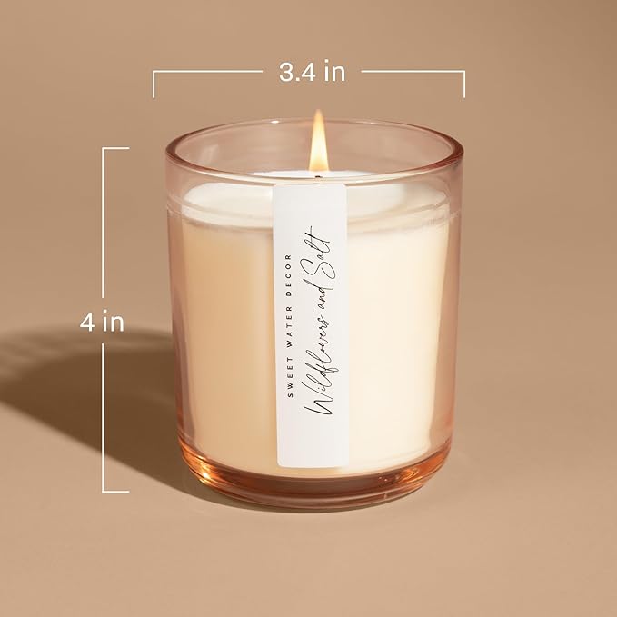 Sweet Water Decor Weekend Scented Soy Candles – Citrus, Grapefruit, Sage, Lavender, Amber – Cozy and Fresh Aroma – 50 Hour Burn – 12oz Tinted Glass Jar for Home Decor and Bedroom Decor