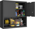 Garage Storge Cabinet, Metal Wall Storage Cabinet with Lock, Wall Mounted Heavy Duty Steel Tool Cabinet with Door and Shelf, Hanging Cabinet for Garage Warehouse Bathroom Kitchen