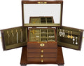 Jewelry Box Organizer with Lock and Mirror, 4-Layer Large Wooden Jewelry Storage Case for Rings Earrings Necklaces Bracelets, Christmas New Year Gifts,Soft Velvet Lining&Jewelry Hooks&Magnetic Door