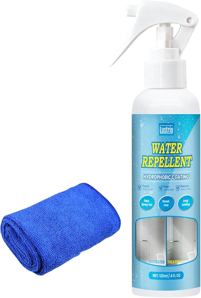 LUSTRIO Glass Water Repellent and Rain Repellent Spray, Hydrophobic Coating for Car Windshield, Auto Glass, House Windows, Mirrors, Long-Lasting Waterproof Protection 4oz/120ml