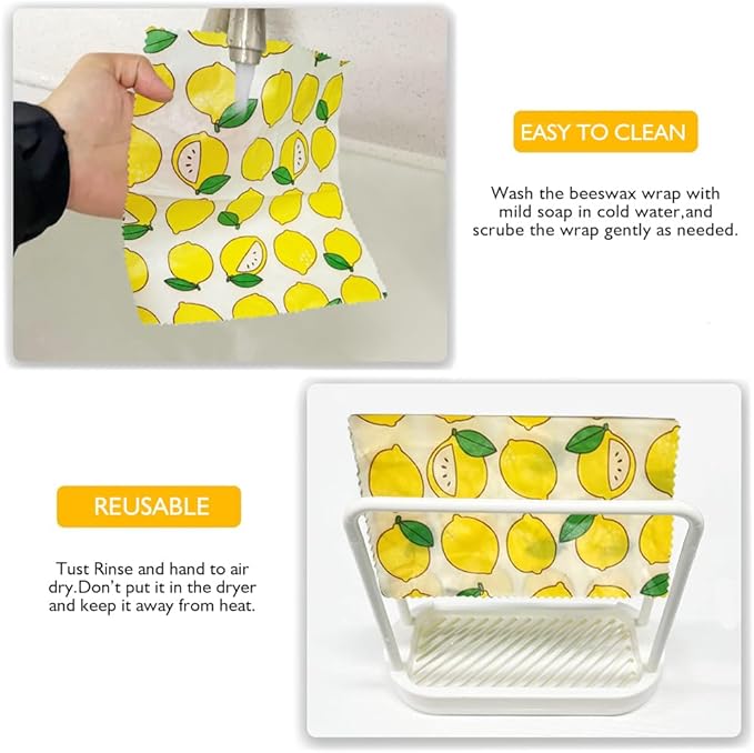 EcoHMVerve Beeswax Reusable Food Wraps for Bread & Sandwiches – Organic Cotton, Beeswax & Pine Resin Reusable Food Wrap with Multi-function brush– Eco-Friendly Kitchen Storage