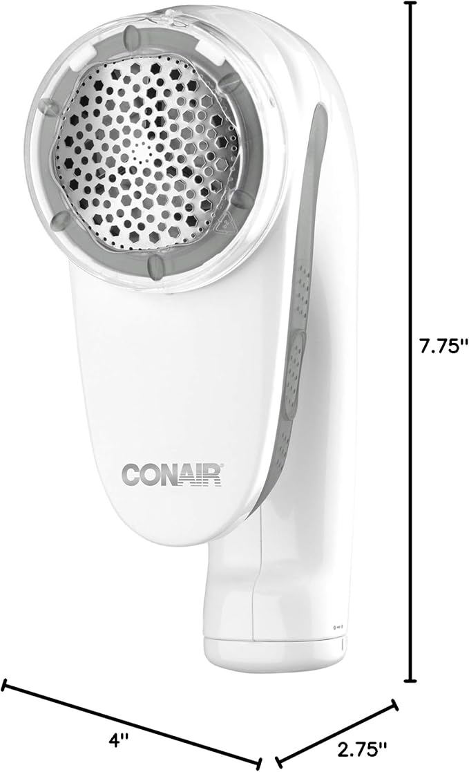 Conair Fabric Shaver and Lint Remover, Rechargeable Portable Clothes Shaver with 3 Settings, Fuzz Remover for Sweaters, Clothing, and Furniture, Large 2-Inch Shaving Head, White
