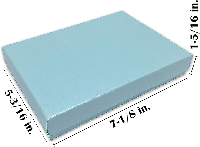 TheDisplayGuys - 25-Pack #75 Cotton Filled Cardboard Paper Jewelry Boxes Gift Case - Pearl Teal (7.1" x 5.2" x 1.3") - for Shipping or Storage