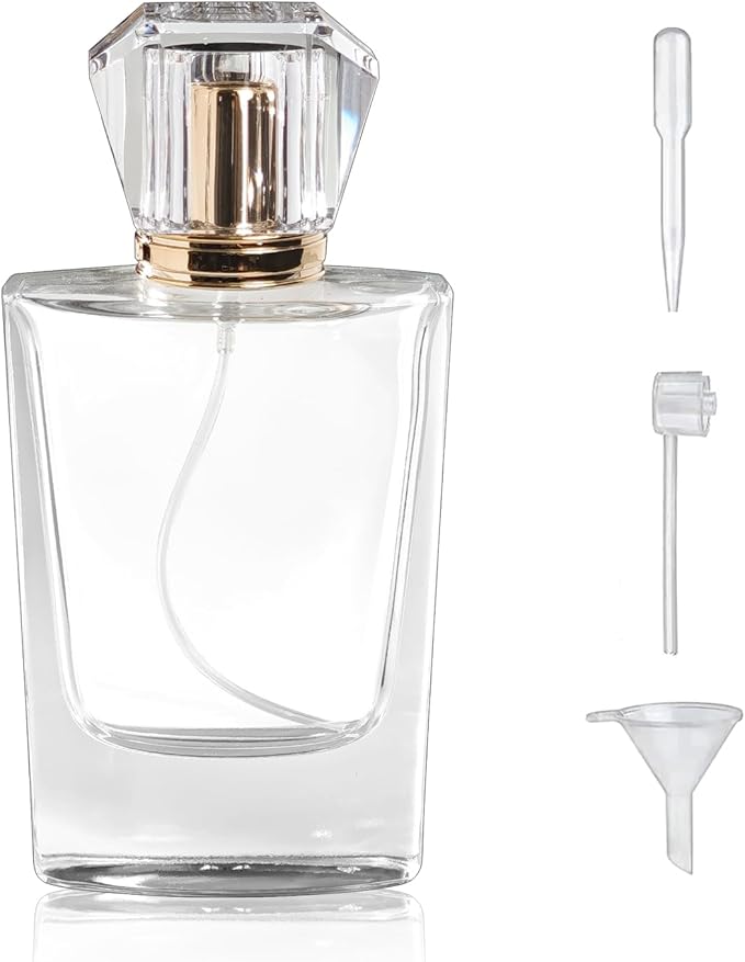 Yerpkefey 50ml/1.7 Oz Glass Spray Bottle Perfume Atomizer,Empty Refillable Perfume Spray Bottle with 3 Kinds of Dispenser (A6)