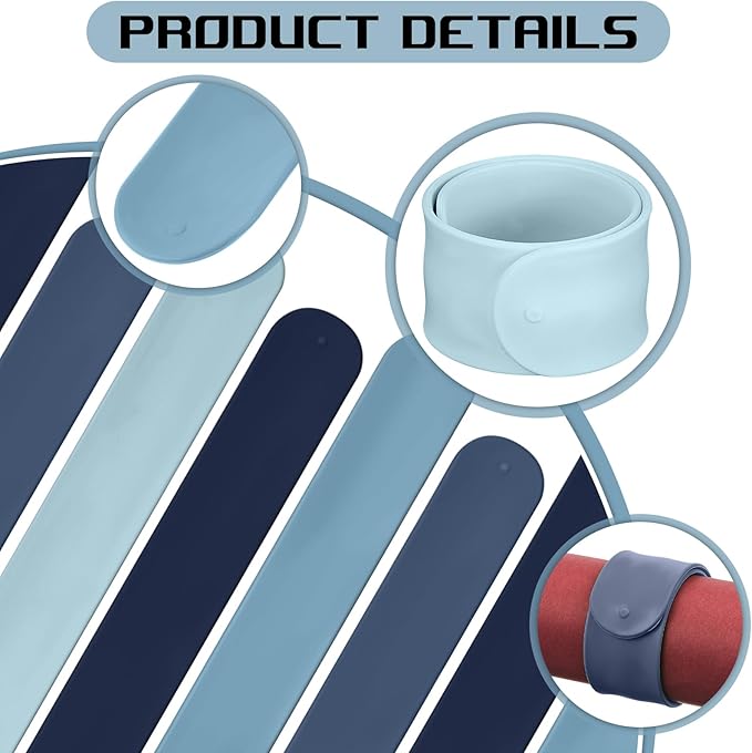 Charniol 12 Pieces Wrapping Paper Roll Holder Holiday Flip Wraps Silicone Covered Metal Strips Flip 1 x 9 Inch Stabilizer Slap Band for Poster Gift Paper Vinyl Storage Organize (Blue)